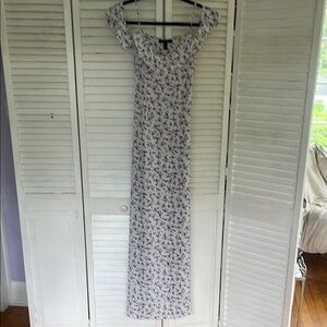 Floral White and Blue Women's Dress